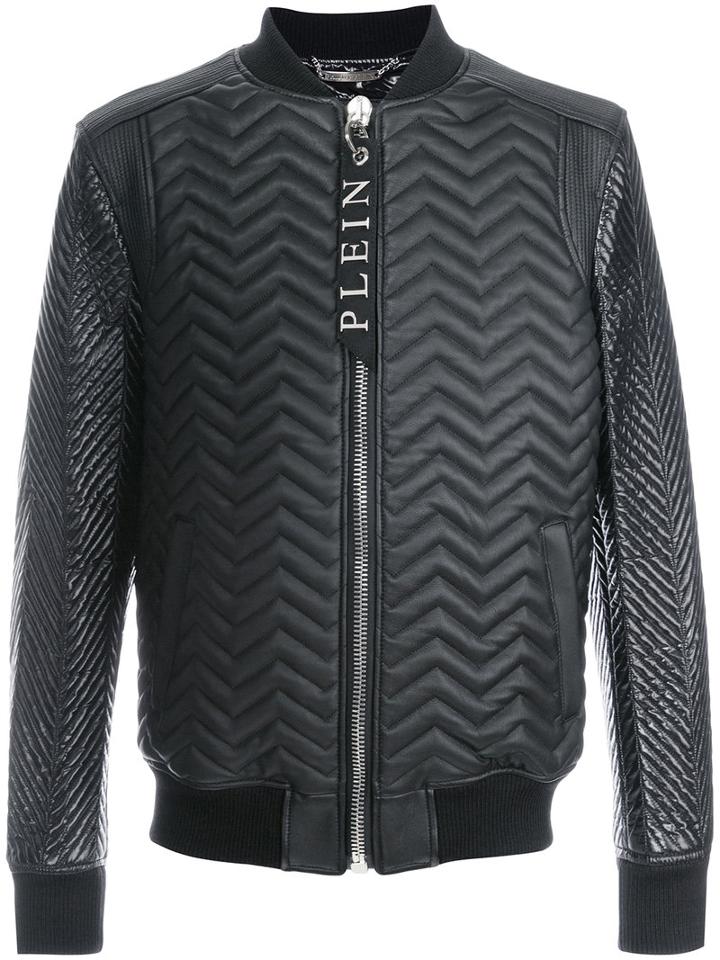 Philipp Plein - Quilted Leather Bomber - Men - Sheep Skin/shearling/polyamide - L, Black, Sheep Skin/shearling/polyamide