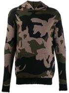 John Richmond Camouflage Knitted Hoodie - Green