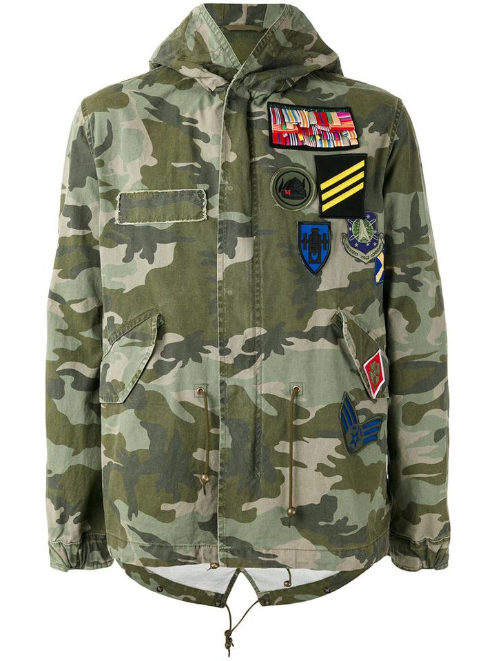 Mr & Mrs Italy Camouflage Print Jacket, Men's, Size: Large, Green, Cotton/polyester/viscose