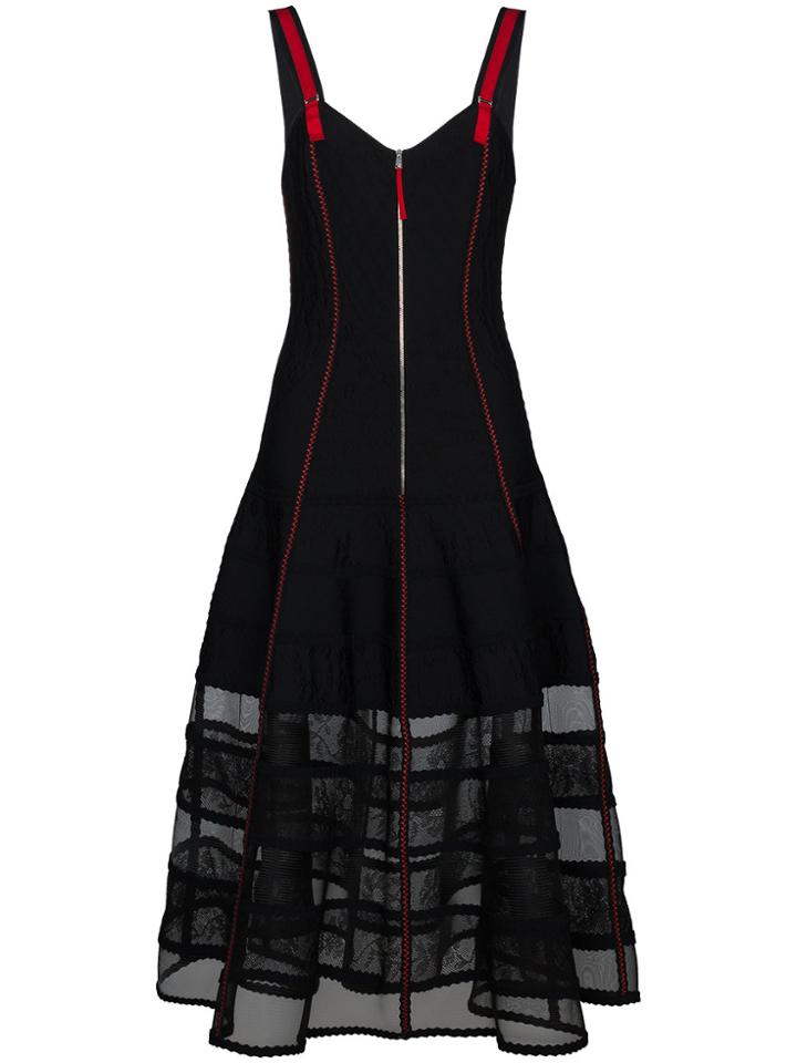 Alexander Mcqueen Silk Organza Skirt Dress - Black