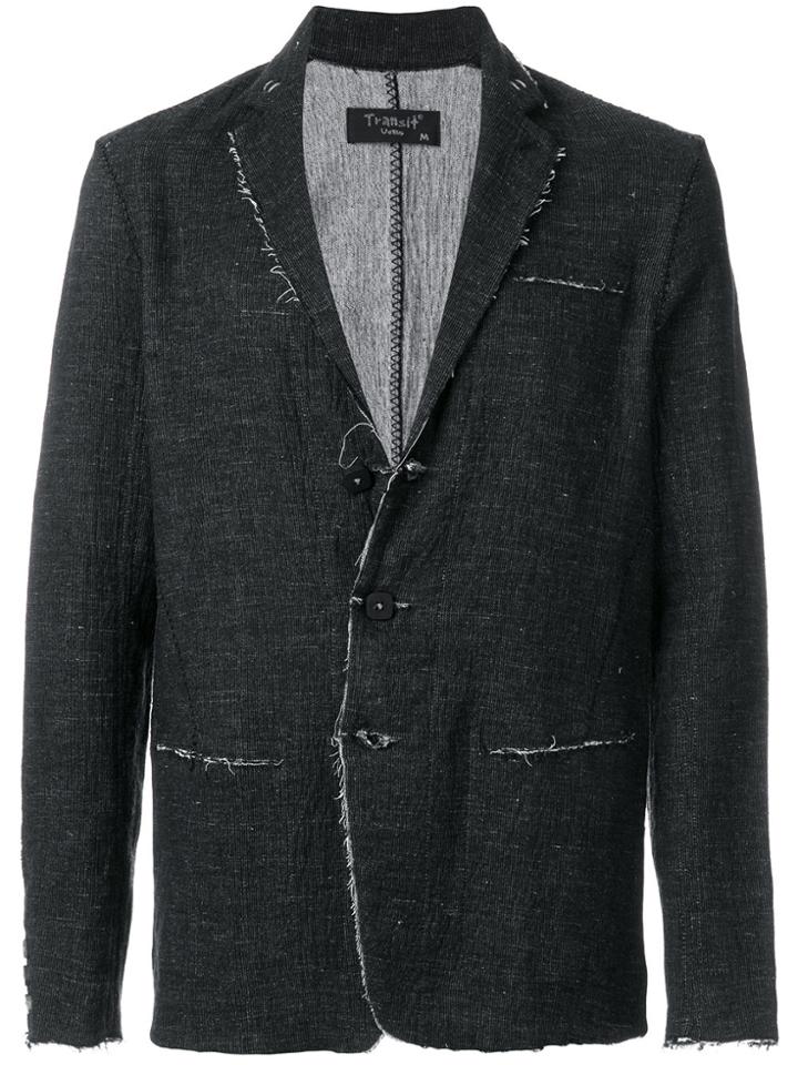 Transit Raw Edge Asymmetrical Blazer - Black