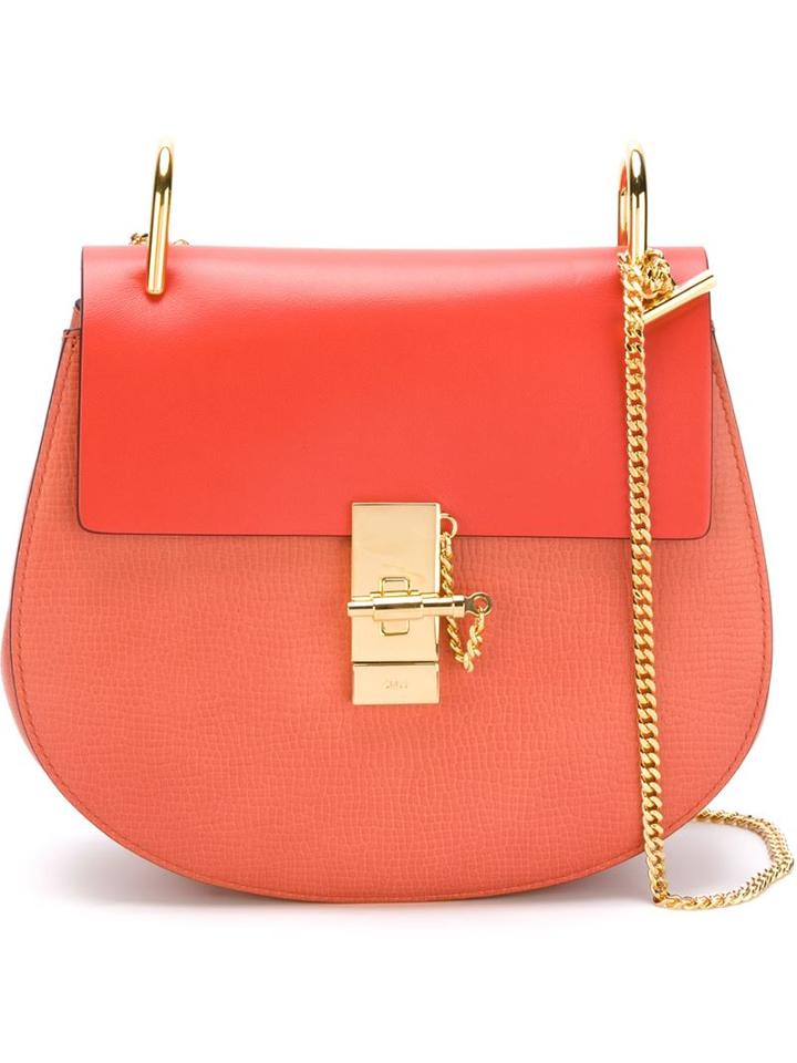 Chloé 'drew' Shoulder Bag, Women's, Red, Calf Leather/suede