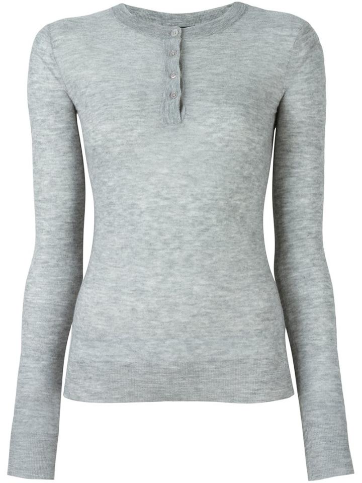 Joseph Henley Jumper, Women's, Size: Medium, Grey, Cashmere