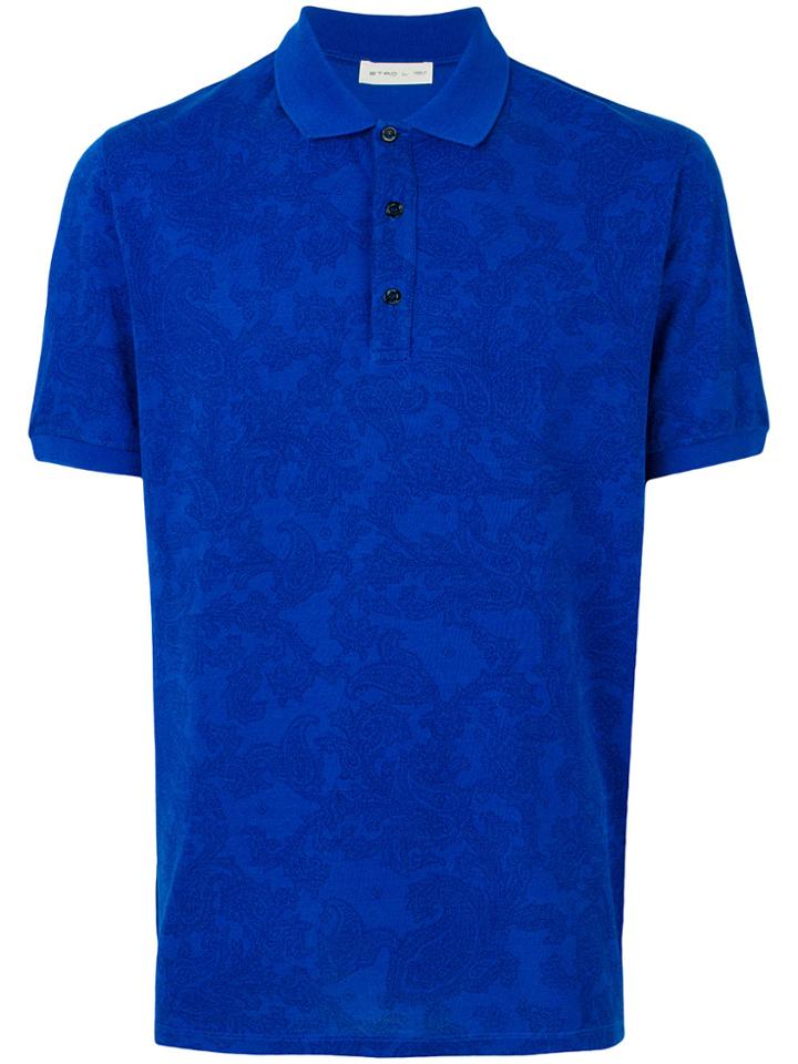 Etro Paisley Print Polo Shirt - Blue