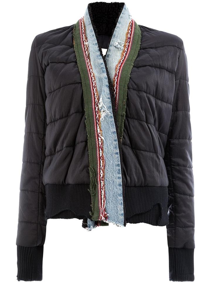 Greg Lauren Stripe Blanket Kimono - Black