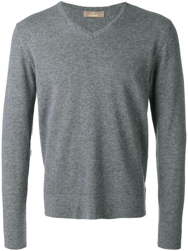 Cruciani V-neck Jumper, Men's, Size: Xl, Grey, Cashmere