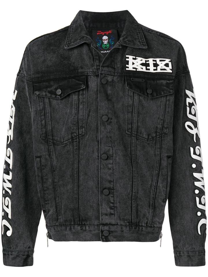 Ktz Embroidered Denim Jacket - Black