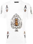 Dolce & Gabbana Bee And Crown Print T-shirt, Men's, Size: 48, White, Cotton