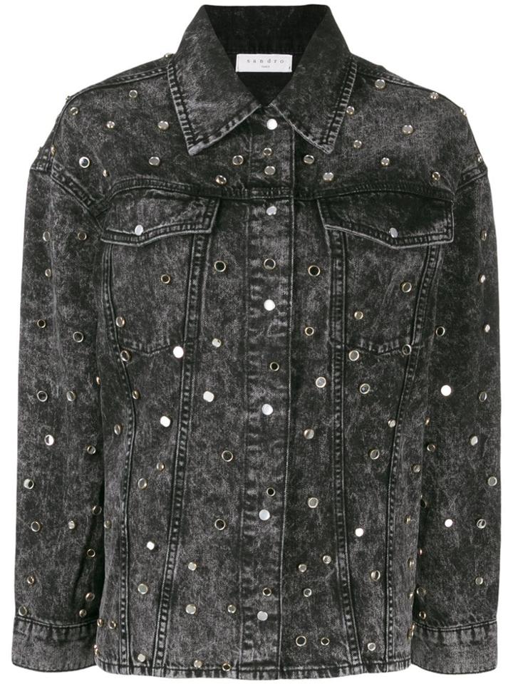 Sandro Paris Embellished Denim Jacket - Black
