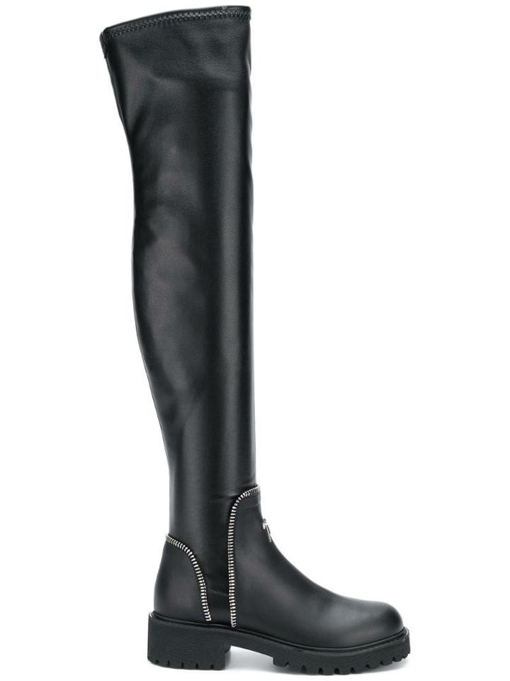 Giuseppe Zanotti Open Zipper Knee-high Boots - Black