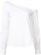 Theory - Asymmetric Shoulders Blouse - Women - Cotton/spandex/elastane - L, White, Cotton/spandex/elastane