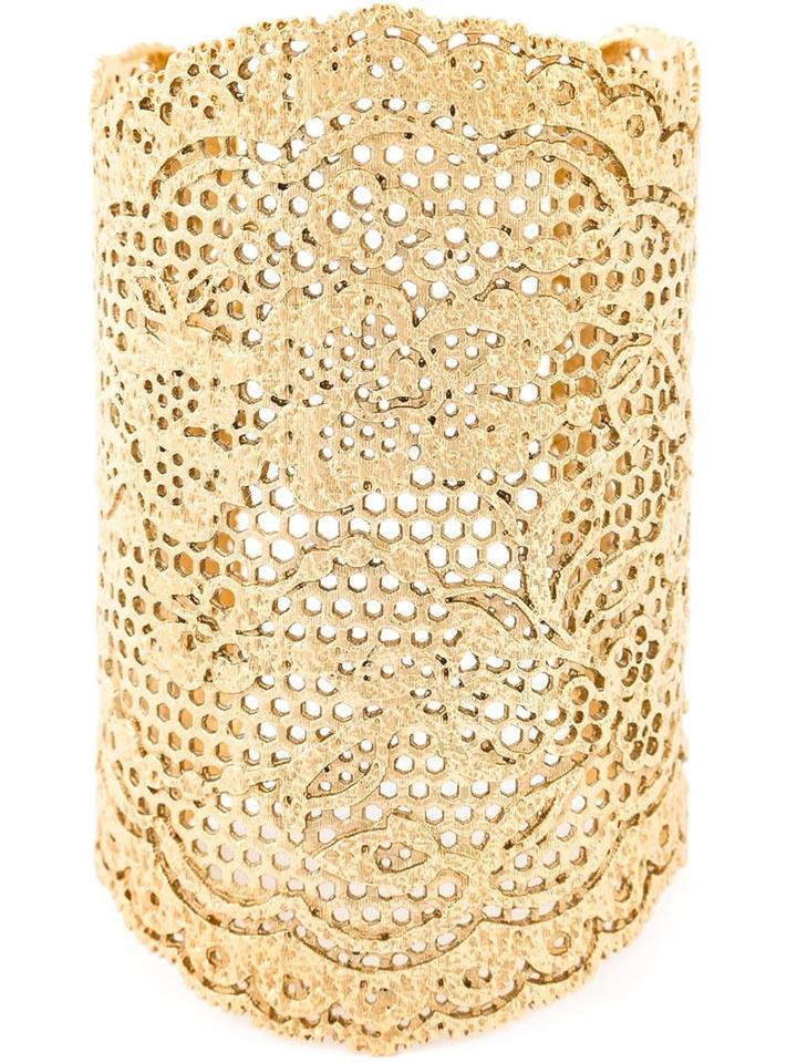 Aurelie Bidermann Large 'vintage Lace' Cuff, Women's, Metallic