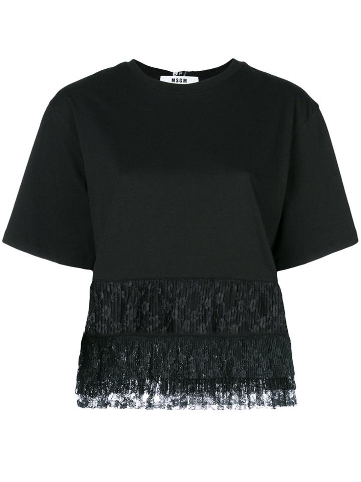 Msgm Lace Hem T-shirt - Black