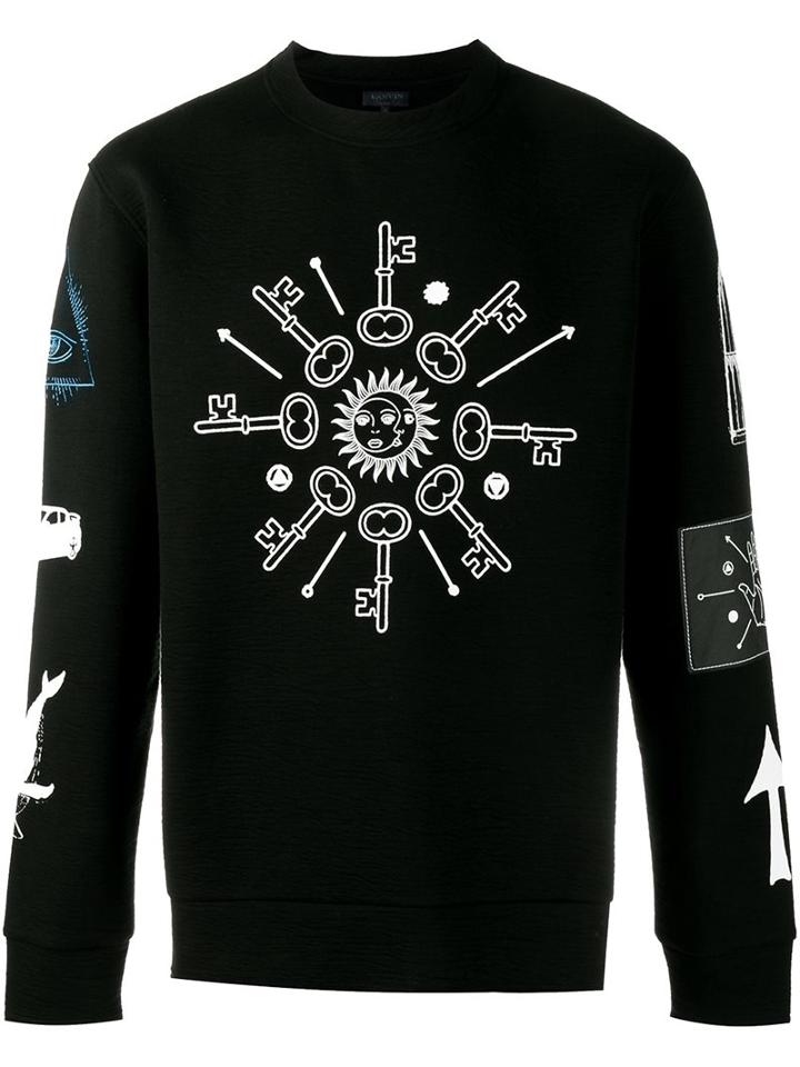 Lanvin Printed Sweatshirt, Men's, Size: Large, Black, Cotton/polyamide/viscose