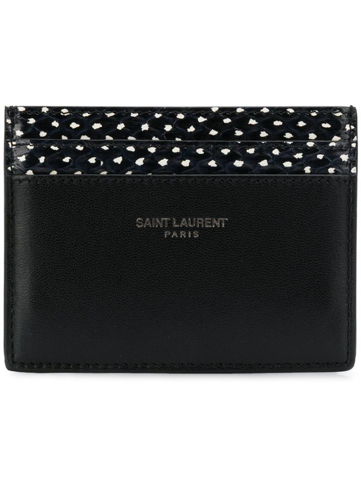 Saint Laurent Polka Dot Card Holder - Black