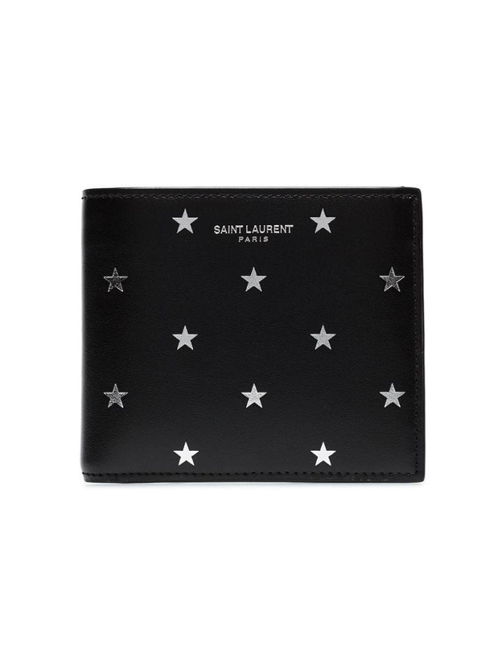 Saint Laurent Star Print Bi-fold Wallet - Black