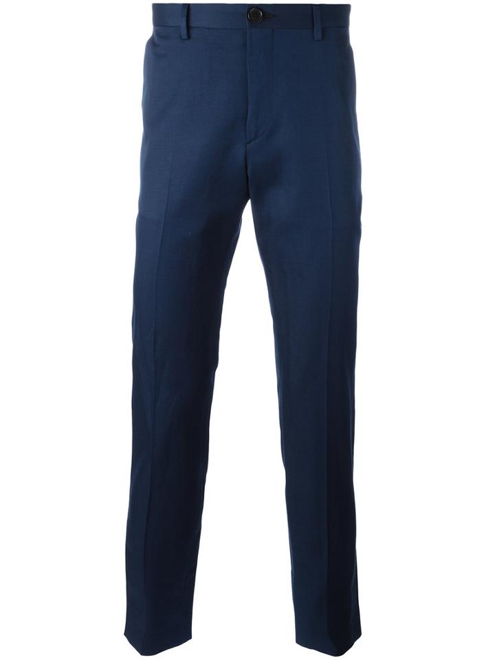 Ps By Paul Smith Tailored Trousers, Men's, Size: 34, Blue, Cotton/linen/flax