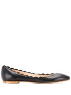 Fabio Rusconi Scallop Trim Ballerina Shoes - Black
