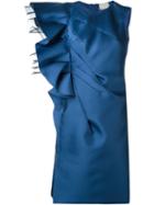 Lanvin Ruffle Sleeve Cocktail Dress, Women's, Size: 38, Blue, Polyester/silk