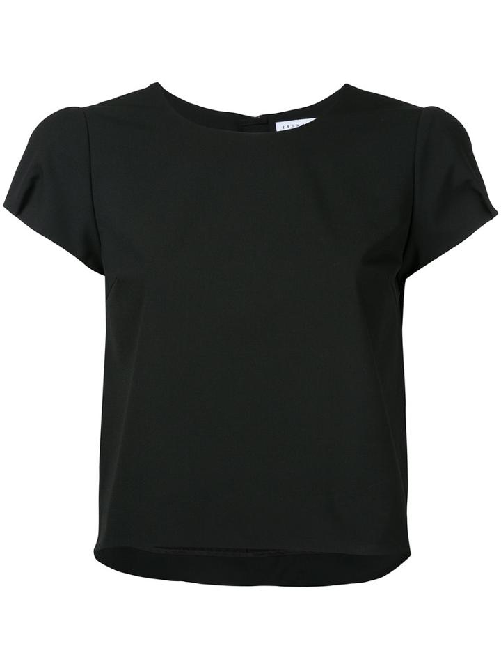 Estnation - Puff Sleeve Crop Top - Women - Polyester - 36, Black, Polyester