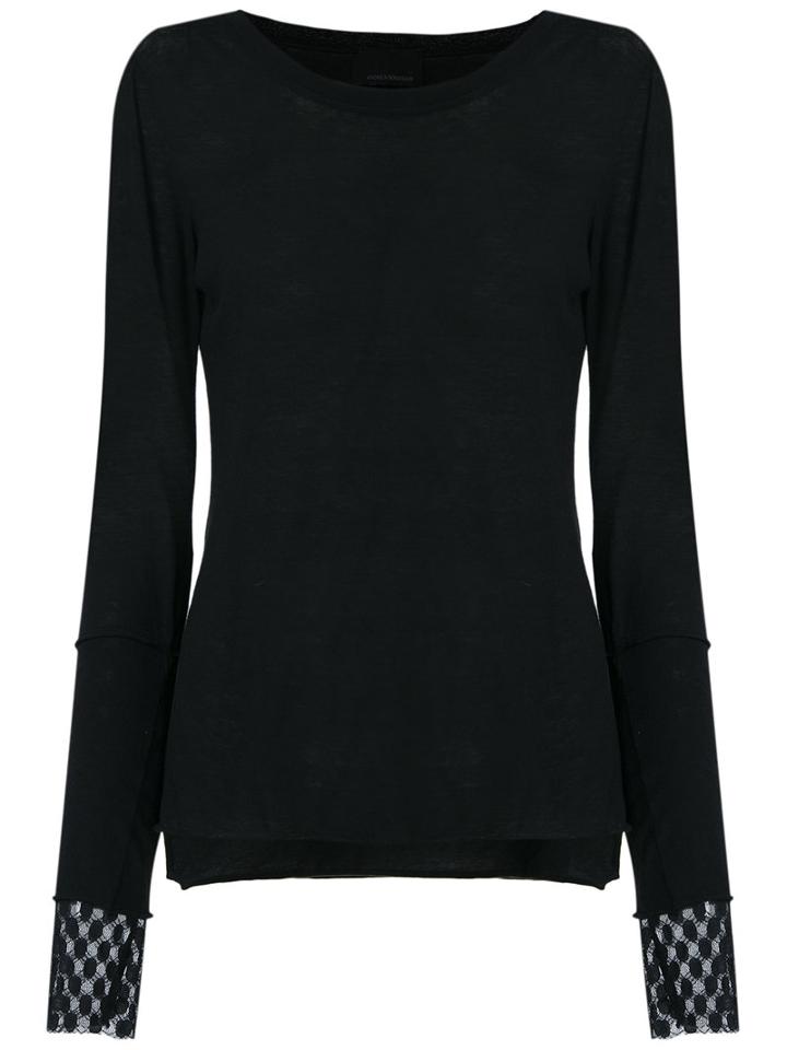 Andrea Bogosian Tulle Inserts Top, Women's, Size: G, Black, Cotton/polyimide