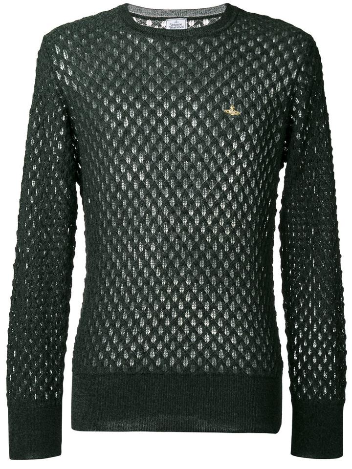 Vivienne Westwood Man Open Knit Jumper, Men's, Size: Small, Green, Cotton/linen/flax/polyamide