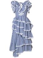 Milla Milla Striped Ruffle Tiered Midi Dress - Blue