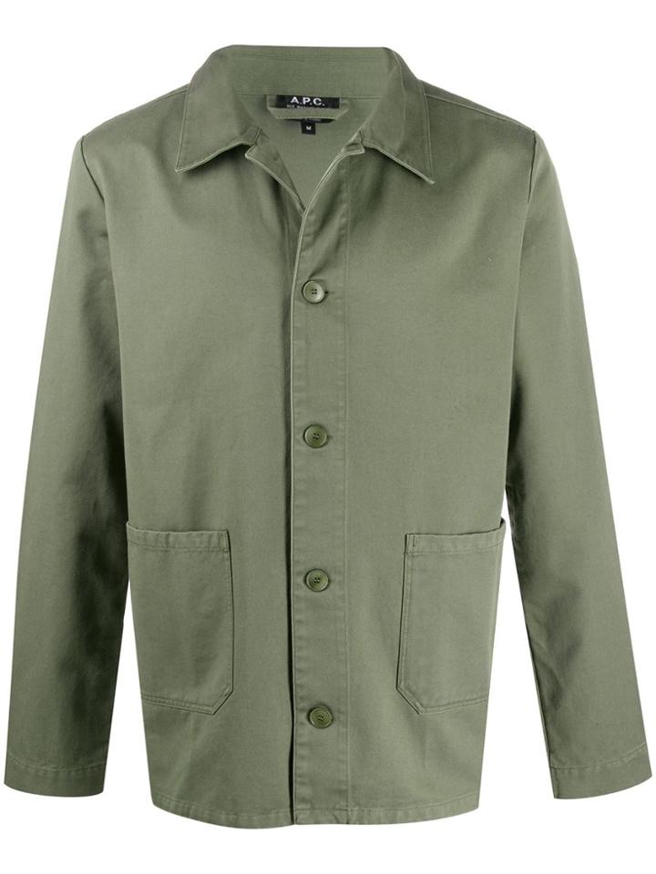 A.p.c. Pointed Collar Shirt Jacket - Green