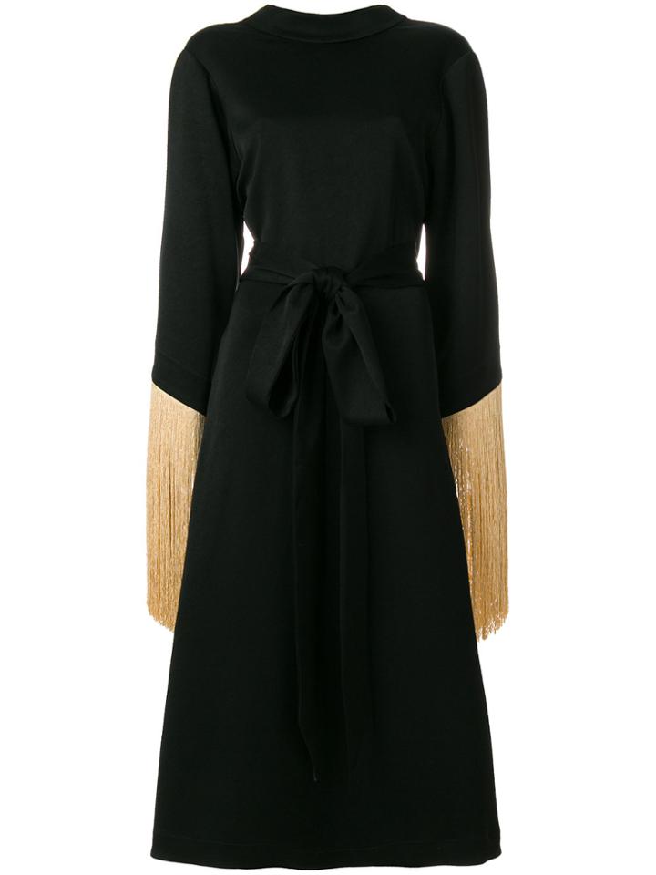 Ellery Wide Tasseled Sleeve Dress - Black