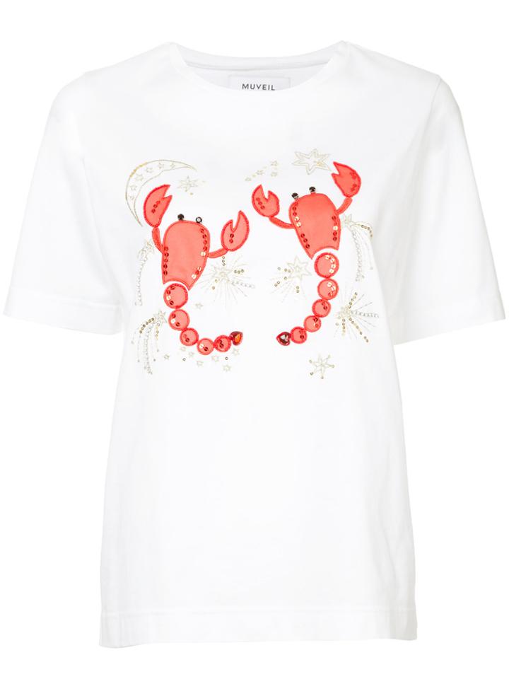 Muveil Embroidered Sequined T-shirt - White