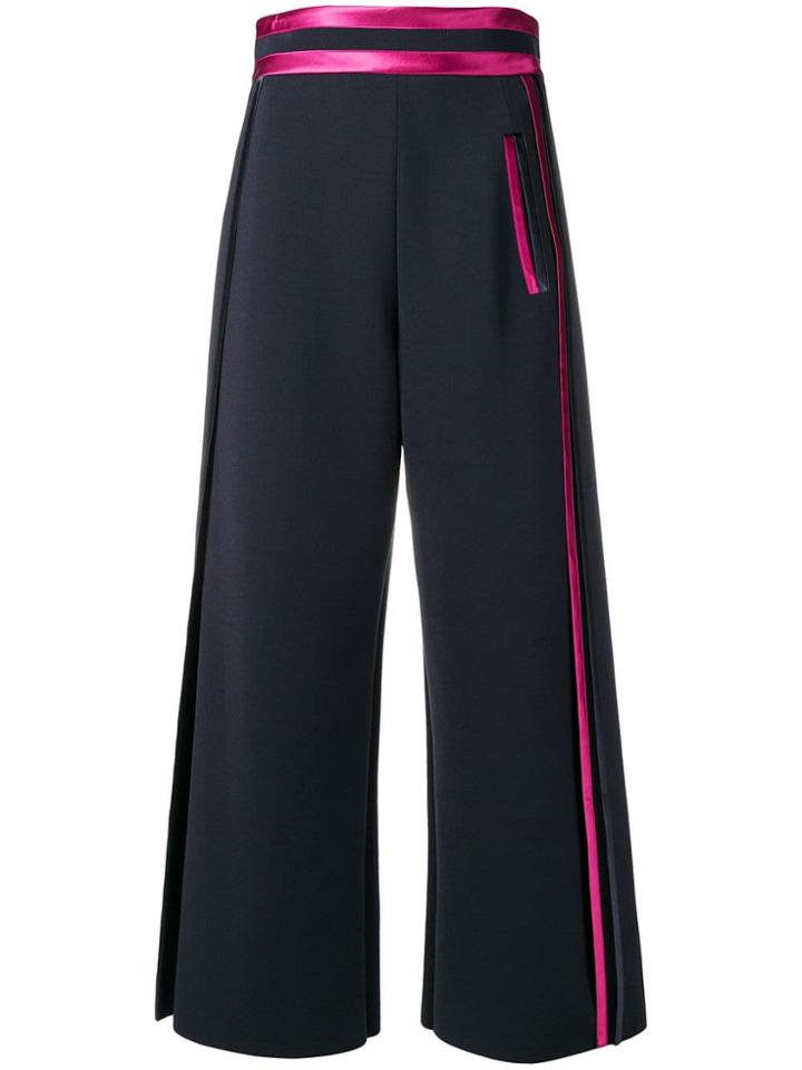 Giorgio Armani Ribbon Trim Cropped Trousers - Blue