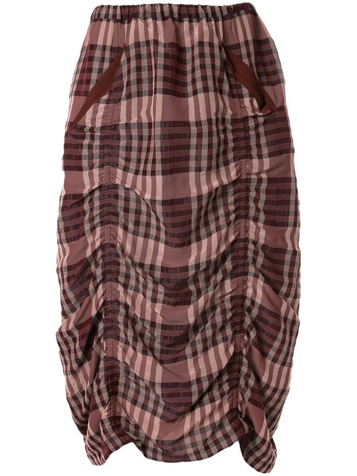 Muller Of Yoshiokubo Checked Midi Skirt - Purple
