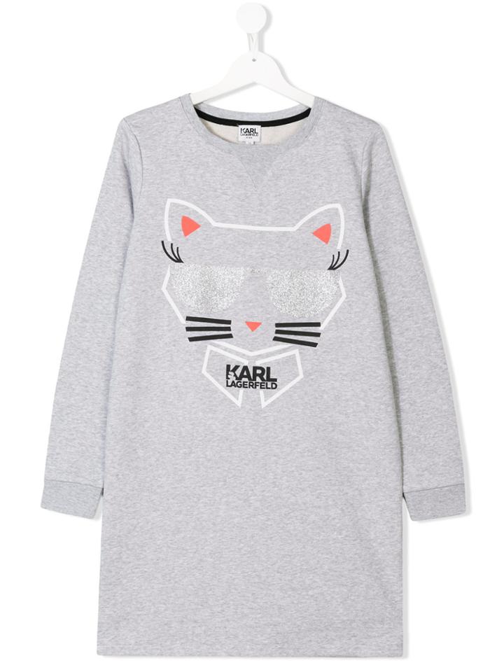 Karl Lagerfeld Kids Teen Cat Print Sweatshirt - Grey