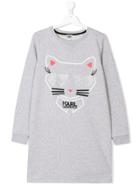 Karl Lagerfeld Kids Teen Cat Print Sweatshirt - Grey