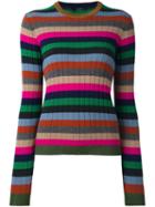 Roberto Collina Striped Ribbed Jumper, Women's, Size: Small, Green, Nylon/polyester/acetate/cashmere