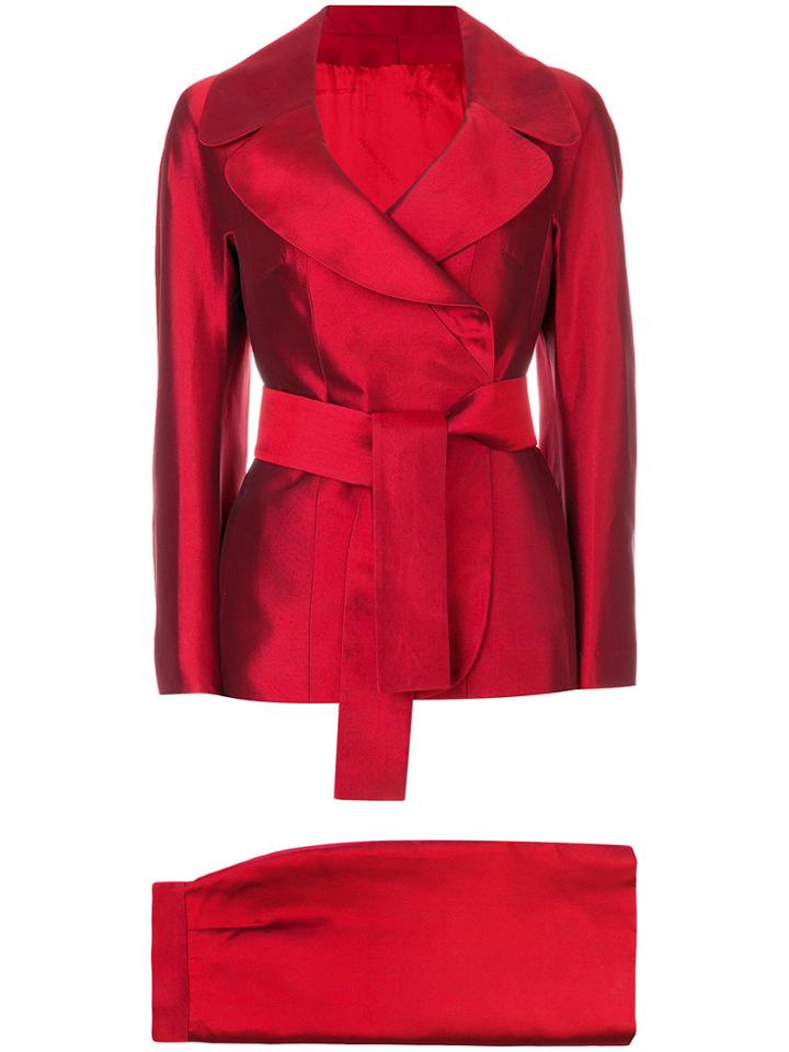 Dolce & Gabbana Vintage Belted Skirt Suit - Red
