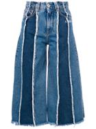 Off-white Patchwork Cropped Jeans - Blue