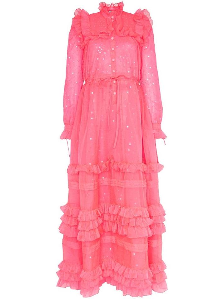 Ashish Sequin Embellished Ruffle Dress - Pink