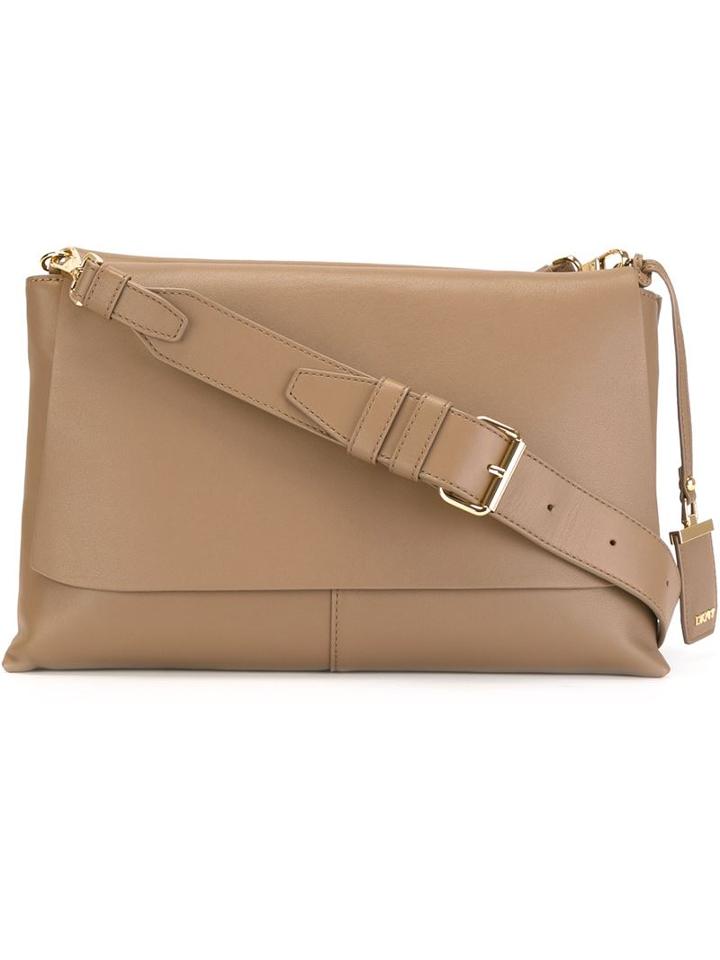 Dkny Medium Flap Crossbody Bag, Women's, Brown, Leather