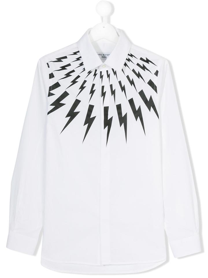 Neil Barrett Kids Teen Lightning Bolt Shirt - White