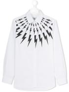 Neil Barrett Kids Teen Lightning Bolt Shirt - White