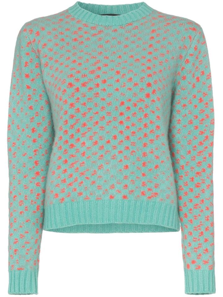 The Elder Statesman Leopard Spot Cropped Cashmere Sweat - Green