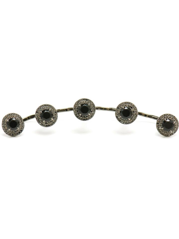 Gaydamak 18k Oxidised Gold, Onyx And Diamond Four-finger Ri - Black
