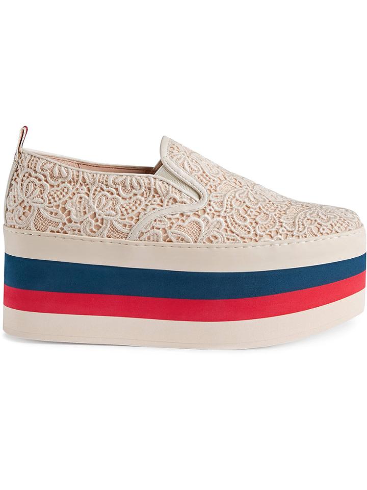 Gucci Lace Platform Sneaker - White