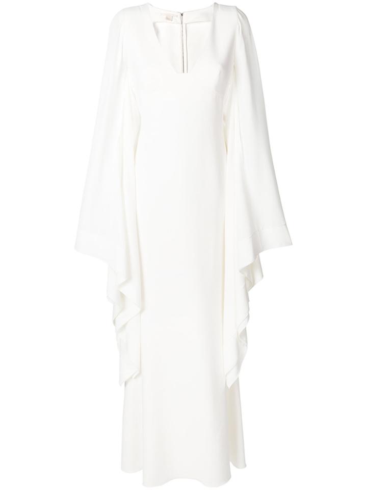 Antonio Berardi Cape Sleeve Ruffle Gown - White