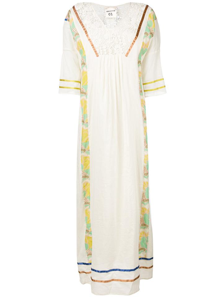 Erika Cavallini - V-neck Maxi Dress - Women - Cotton - 42, Nude/neutrals, Cotton