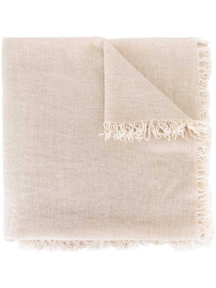 Faliero Sarti Frayed Scarf, Women's, Nude/neutrals, Silk/cashmere/virgin Wool