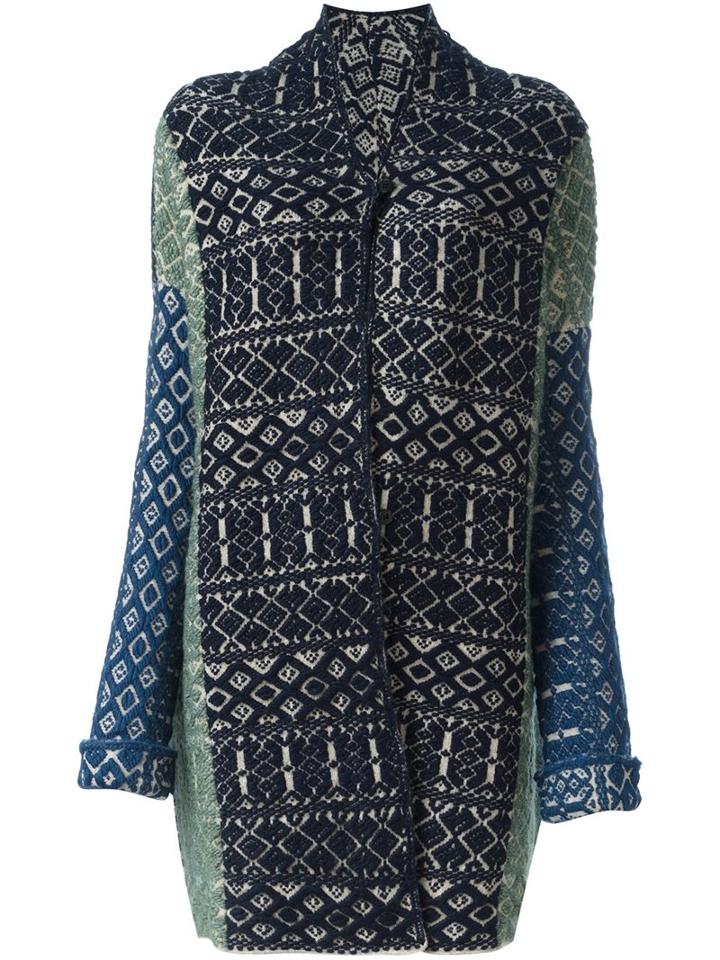 Forte Forte Patterned Cardi-coat, Women's, Size: I, Blue, Polyamide/spandex/elastane/acetate/wool