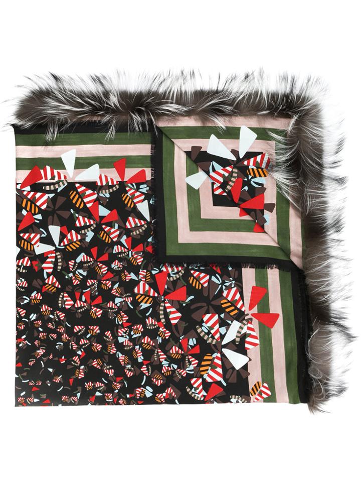 Fendi Touch Of Fur Shawl - Black