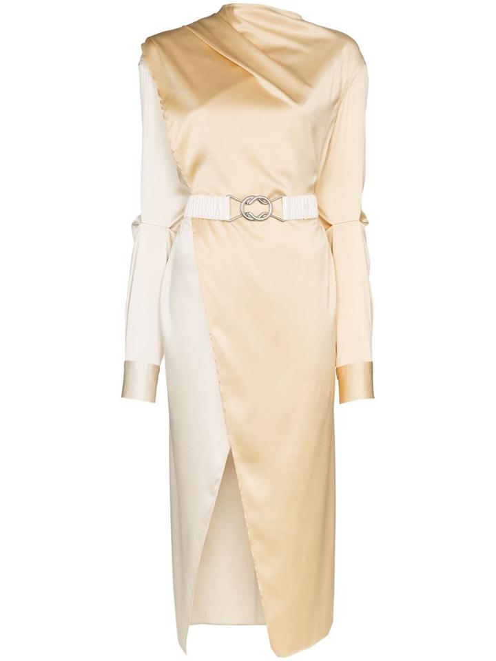 Bottega Veneta Draped Belted Midi-dress - Neutrals